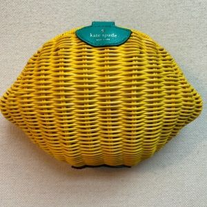 Kate Spade Lemon Wicker clutch with silver chain